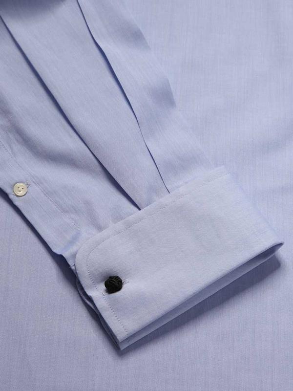 Chambray Sky Solid Full Sleeve Double Cuff Classic Fit Classic Formal Two Ply Mercerized Cotton Shirt