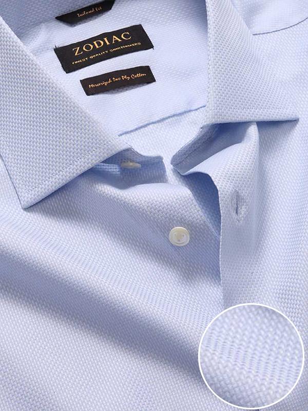 Cione Sky Solid Full Sleeve Double Cuff Tailored Fit Classic Formal Two Ply Mercerized Cotton Shirt