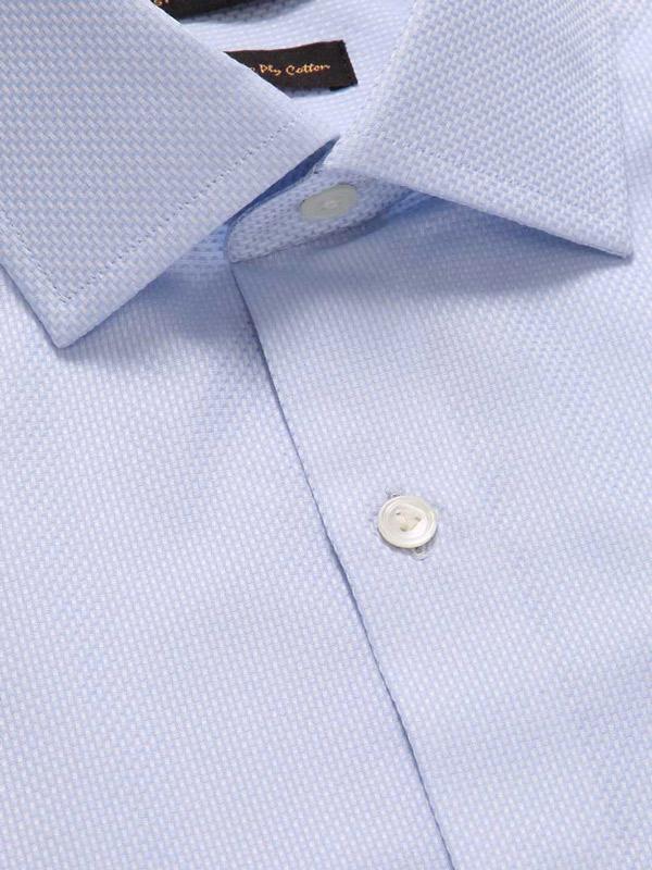 Cione Sky Solid Full Sleeve Double Cuff Tailored Fit Classic Formal Two Ply Mercerized Cotton Shirt