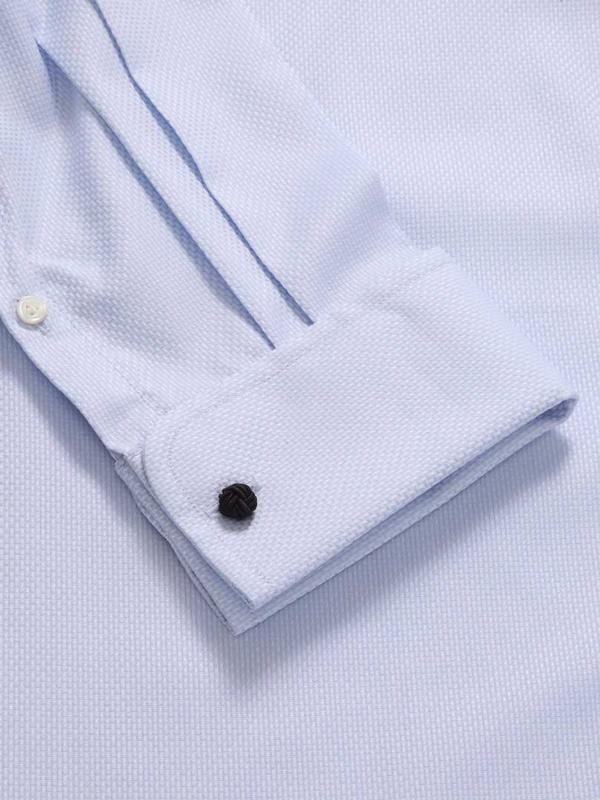 Cione Sky Solid Full Sleeve Double Cuff Tailored Fit Classic Formal Two Ply Mercerized Cotton Shirt