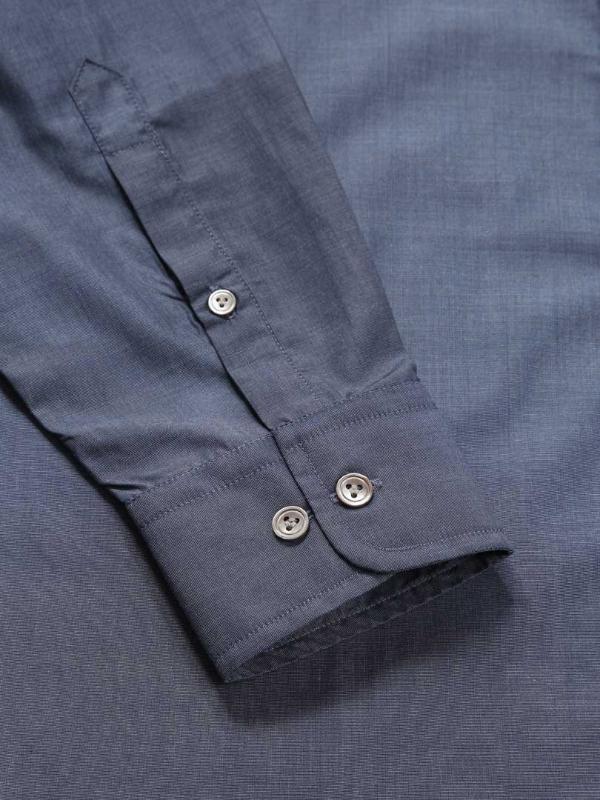 Fil A Fil Navy Solid Full Sleeve Single Cuff Classic Fit Dark Semi Formal Cotton Shirt