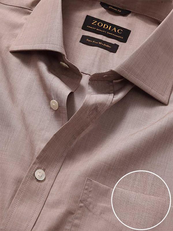 Fil A Fil Sand Solid Full Sleeve Single Cuff Classic Fit Classic Formal Cotton Shirt
