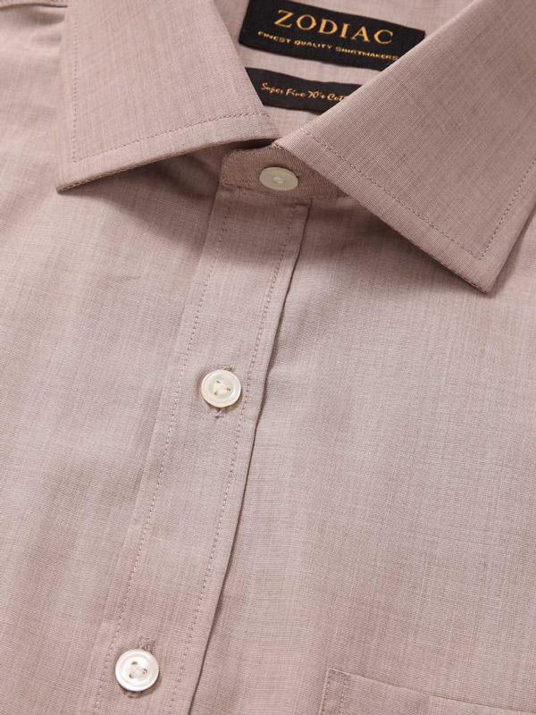 Fil A Fil Sand Solid Full Sleeve Single Cuff Classic Fit Classic Formal Cotton Shirt