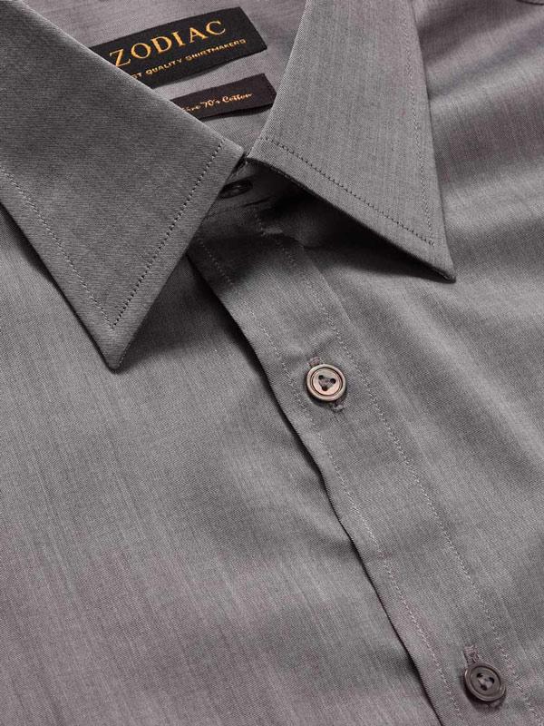 Fine Twill Dark Grey Solid Full Sleeve Single Cuff Classic Fit Semi Formal Dark Super Fine Cotton Shirt