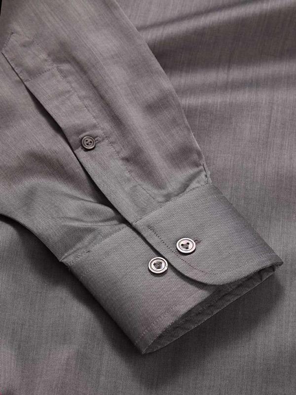 Fine Twill Dark Grey Solid Full Sleeve Single Cuff Classic Fit Semi Formal Dark Super Fine Cotton Shirt
