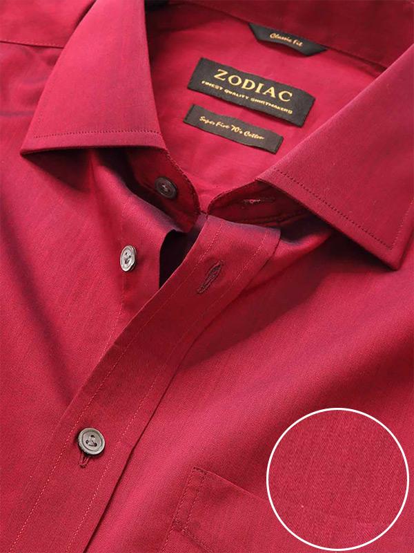 Fine Twill Wine Solid Full Sleeve Single Cuff Classic Fit Semi Formal Dark Super Fine Cotton Shirt