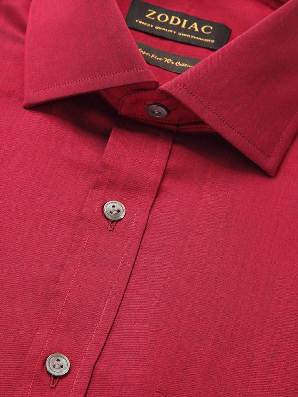 Fine Twill Wine Solid Full Sleeve Single Cuff Classic Fit Semi Formal Dark Super Fine Cotton Shirt