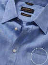 Positano Blue Solid Full Sleeve Single Cuff Classic Fit Semi Formal French Flax Linen Shirt