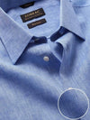 Positano Blue Solid Half Sleeve Classic Fit Semi Formal European Flax Linen Shirt