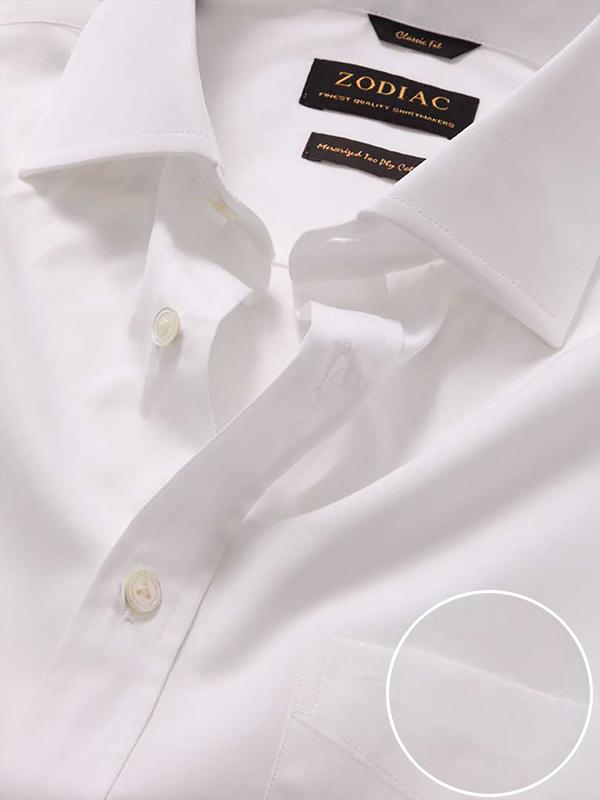 White Solid Full Sleeve Double Cuff Classic Fit Classic Formal Two Ply Mercerized Premium Cotton Shirt