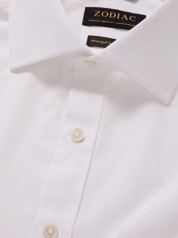 White Solid Full Sleeve Double Cuff Classic Fit Classic Formal Two Ply Mercerized Premium Cotton Shirt
