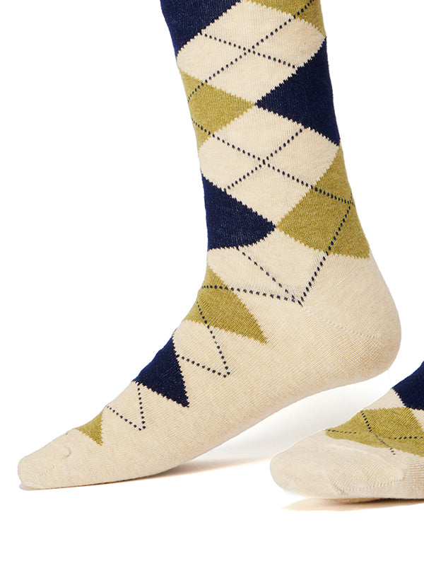 ZODIAC Beige Argyle Socks