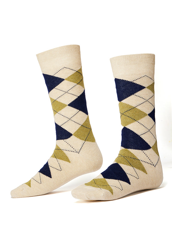ZODIAC Beige Argyle Socks