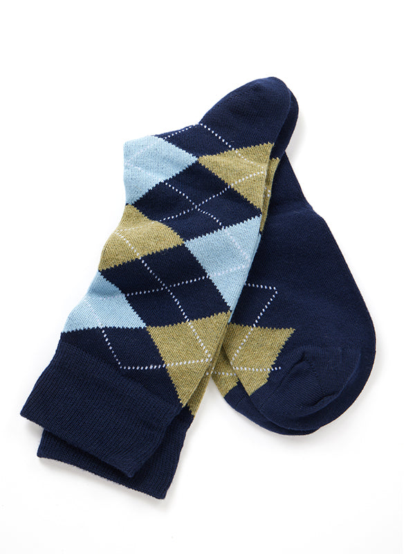 ZODIAC Navy Argyle Socks