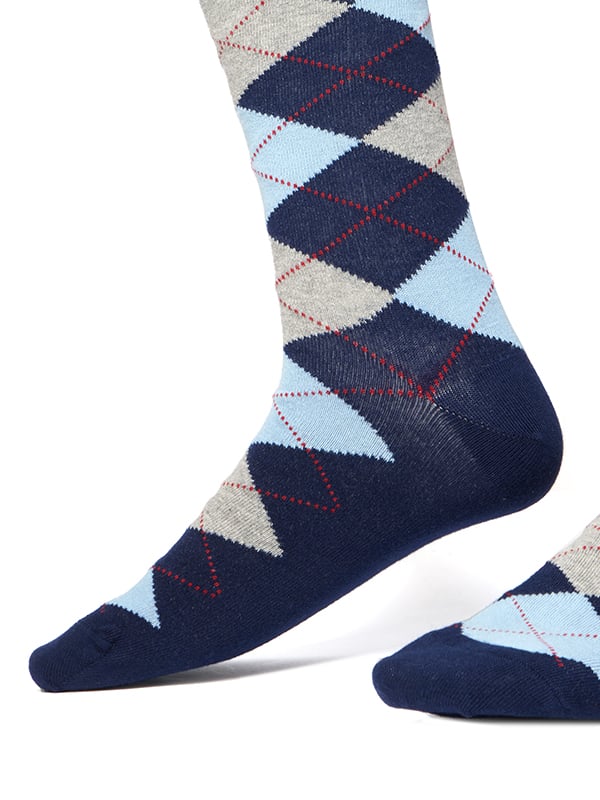 ZODIAC Navy Argyle Socks