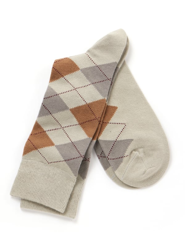 ZODIAC Light Grey Argyle Socks