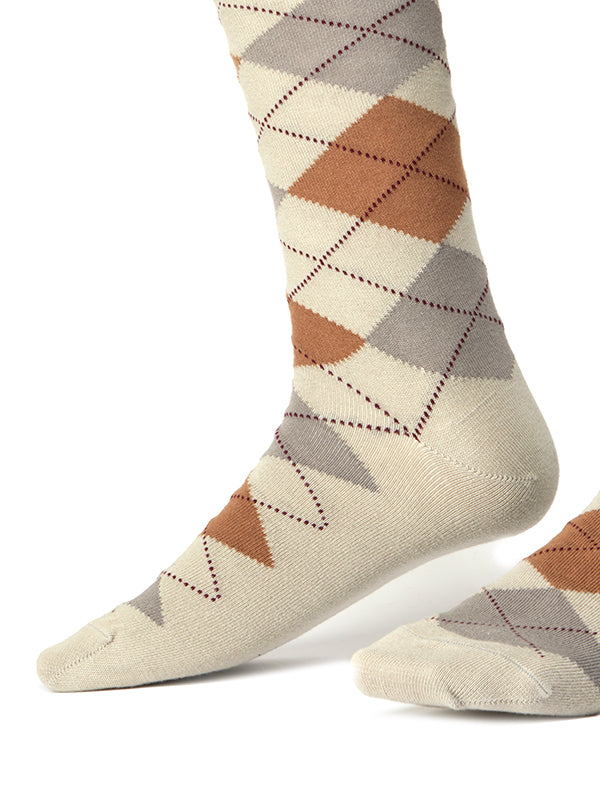 ZODIAC Light Grey Argyle Socks