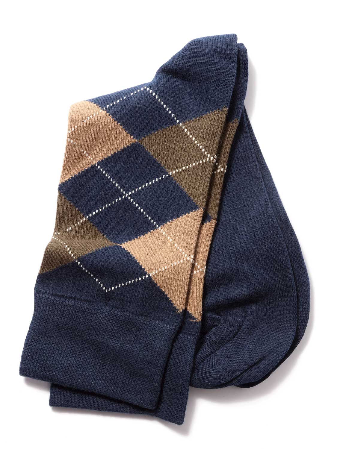 ZODIAC Navy/ Khaki Argyle Socks
