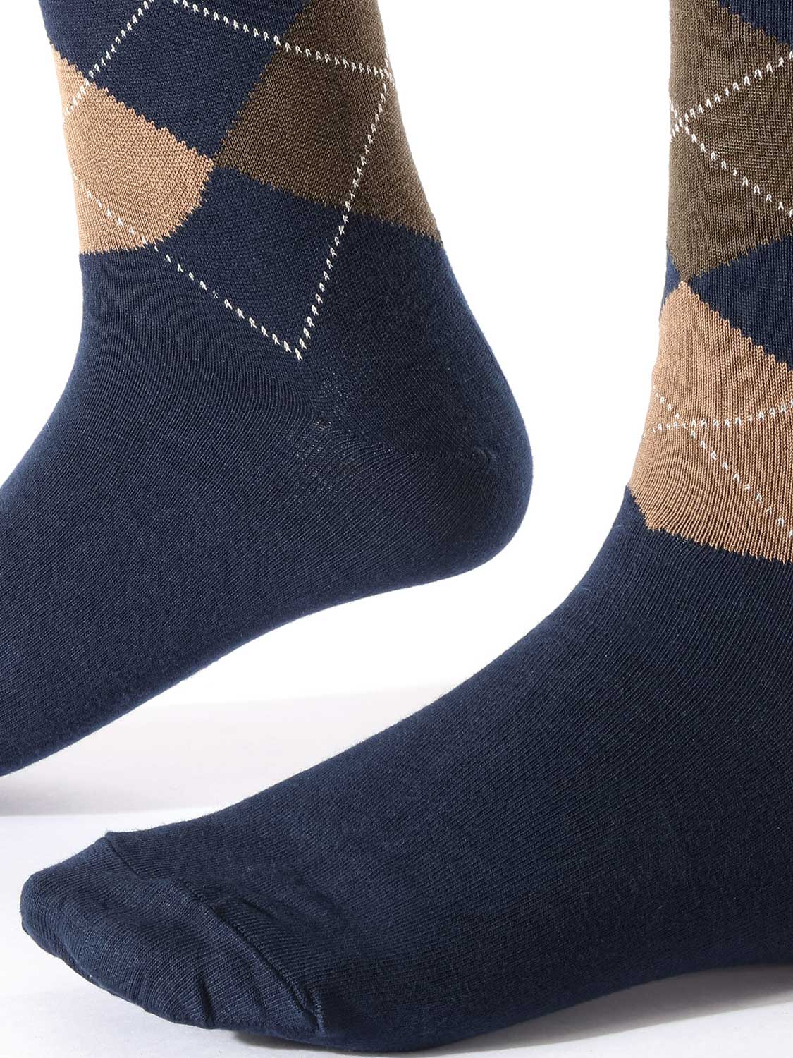 ZODIAC Navy/ Khaki Argyle Socks
