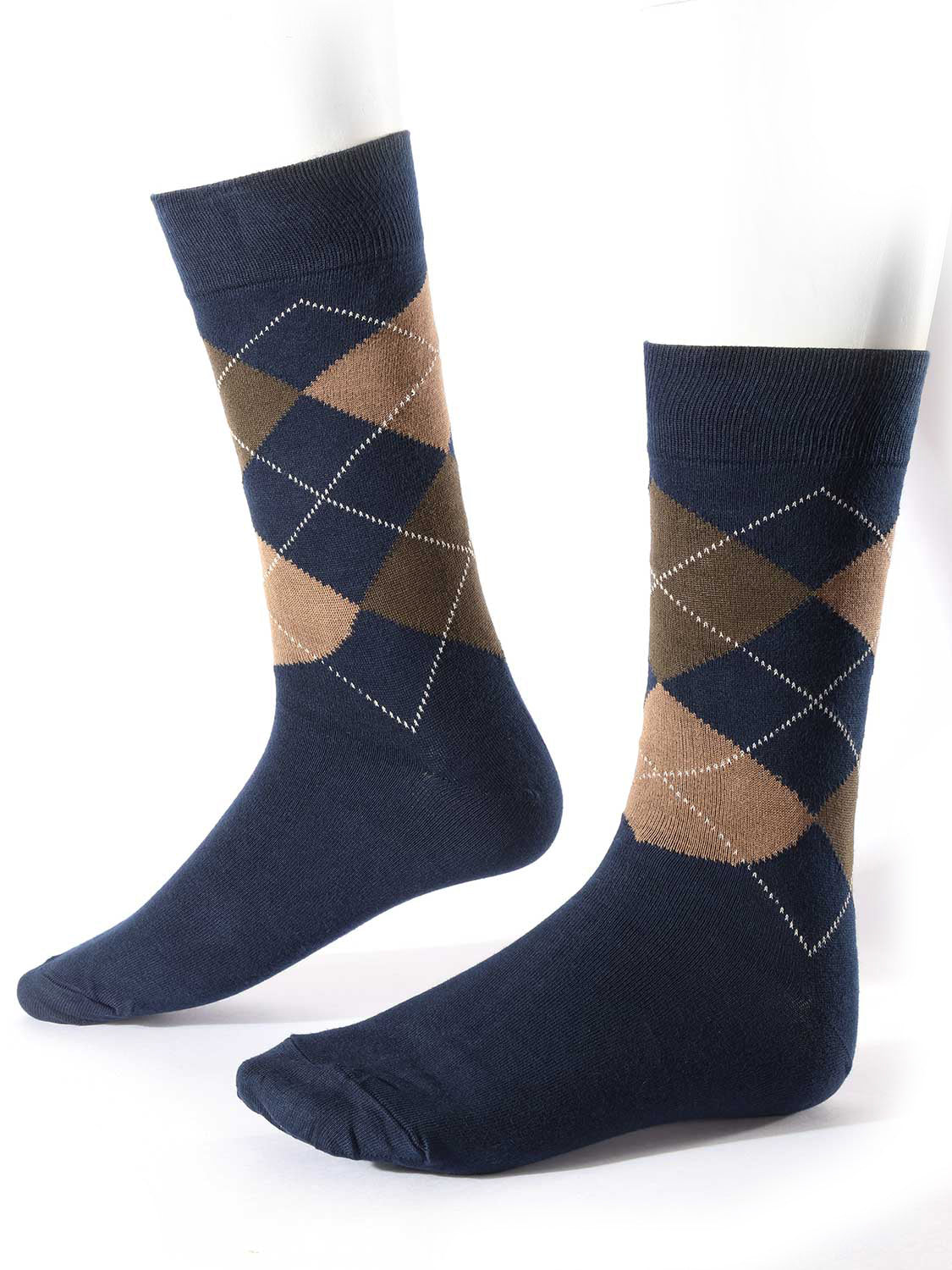 ZODIAC Navy/ Khaki Argyle Socks