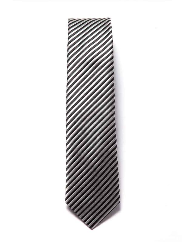 ZOD! Stripe Silver Microfibre Tie