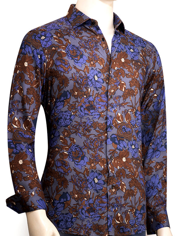 Buy Silvano Blue Printed Full Sleeve Single Cuff Slim Fit Viscose Shirt |  Zodiac