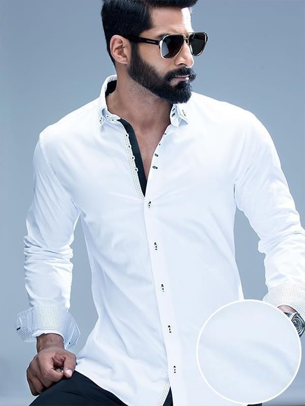 Buy Tryst White Cotton Slim Fit Solid Shirt | Zodiac