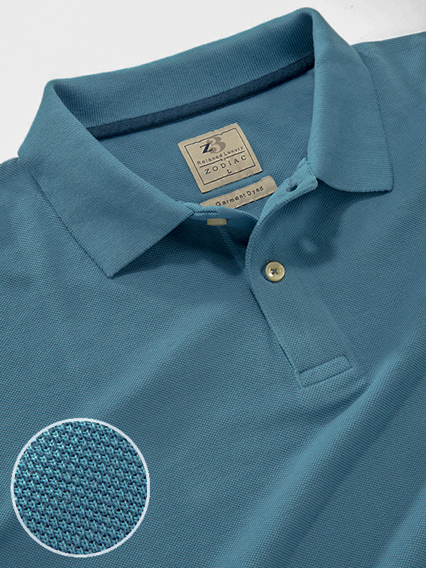 Tailored Fit Blue Garment Dyed Polo T-Shirt