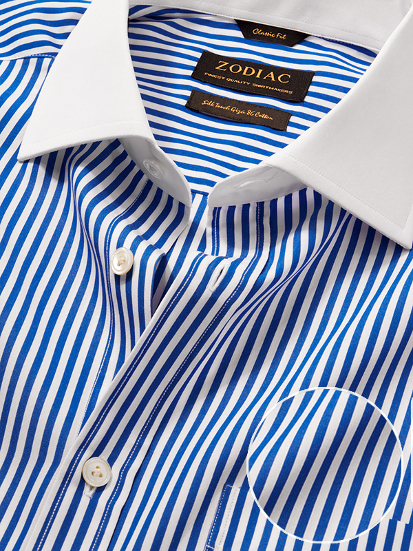 Buy Barboni Blue Striped Classic Fit Formal Shirt for men