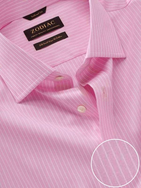 Buy Barboni Pink Cotton Classic Fit Formal Striped Shirt | Zodiac