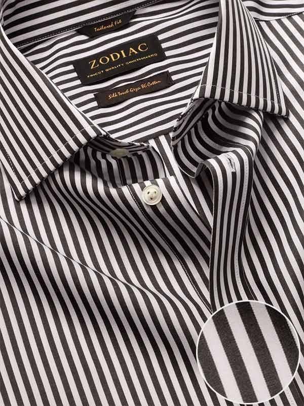 Buy Barboni Black & White Cotton Formal Striped Shirt for men