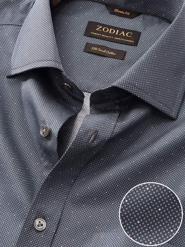 Buy Bassano Dark Grey Cotton Classic Fit Formal Printed Shirt | Zodiac
