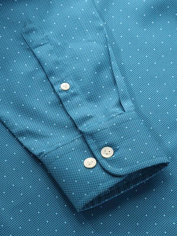 Buy Bassano Blue Cotton Classic Fit Evening Printed Shirt | Zodiac