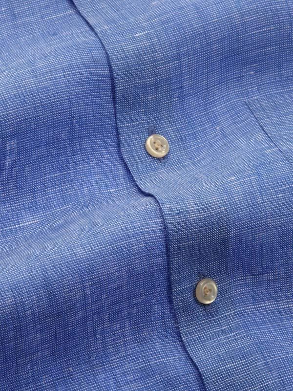 Buy Fil A Fil Blue Linen Tailored Fit Casual Solid Shirt for men