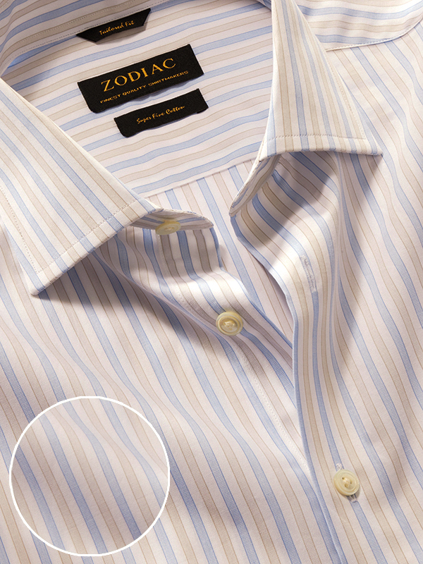 Buy Palladio Sand Striped Half Sleeve Tailored Fit Classic Formal Cotton  Shirt | Zodiac