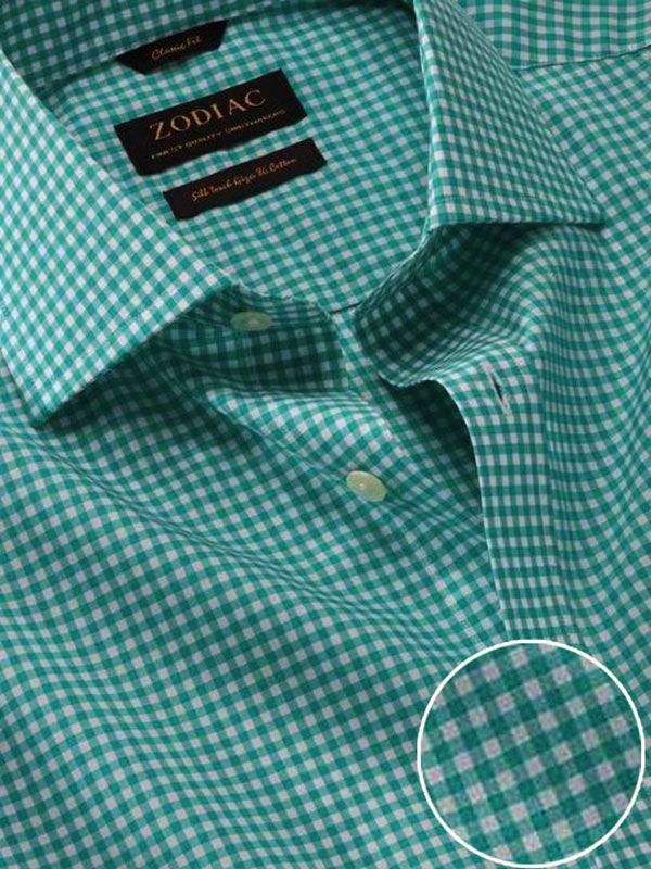 Buy Vivace Green Cotton Classic Fit Formal Checks Shirt | Zodiac
