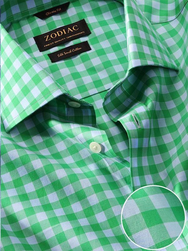 Buy Vivace Green Cotton Single Cuff Classic Fit Formal Checks Shirt | Zodiac