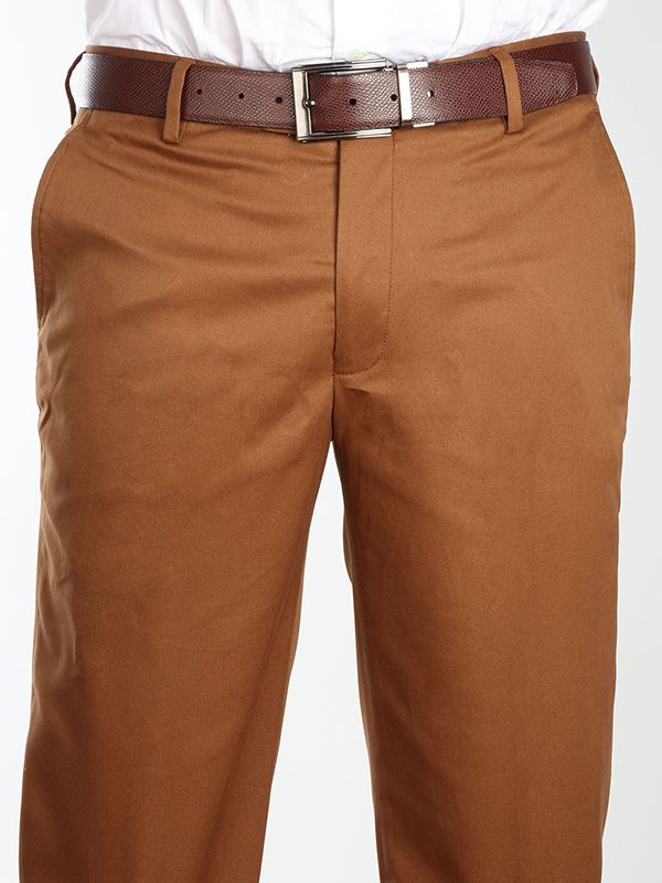 Buy Tailored Fit Cotton Chocolate Trouser | Zodiac