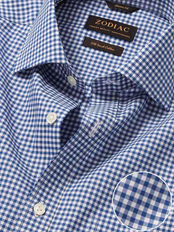Buy Barboni Navy Cotton Classic Fit Formal Checks Shirt | Zodiac